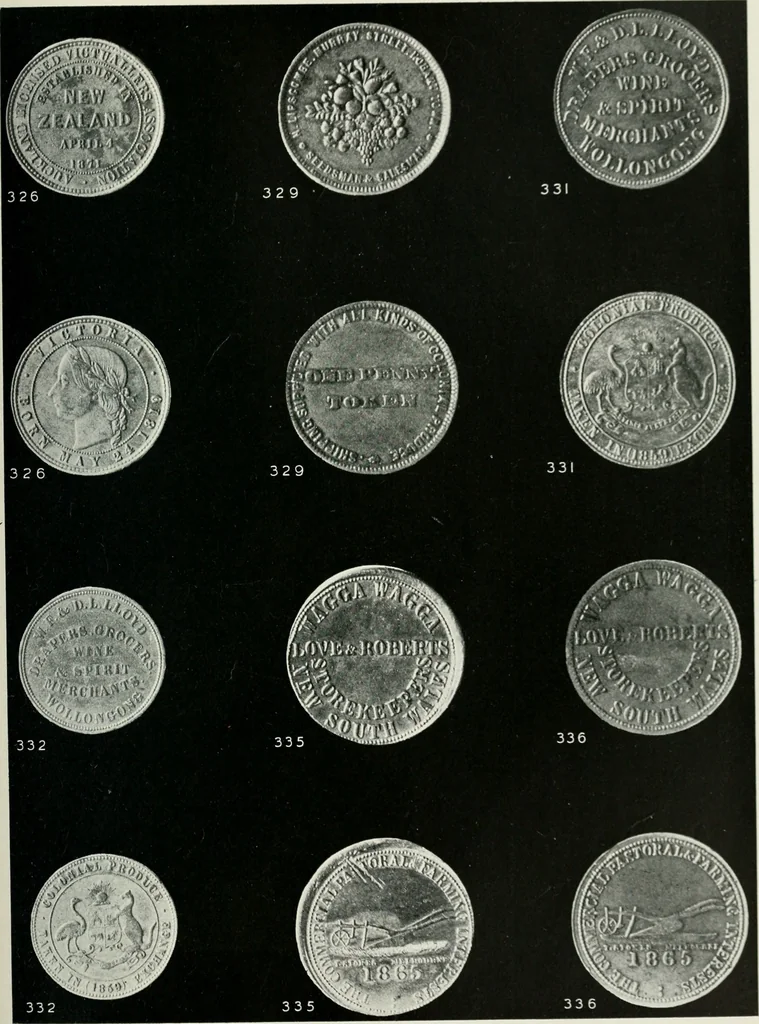 An illustration from Australasian tokens and coins; a handbook by Dr. Arthur Andrews .., 1921, leaf 228