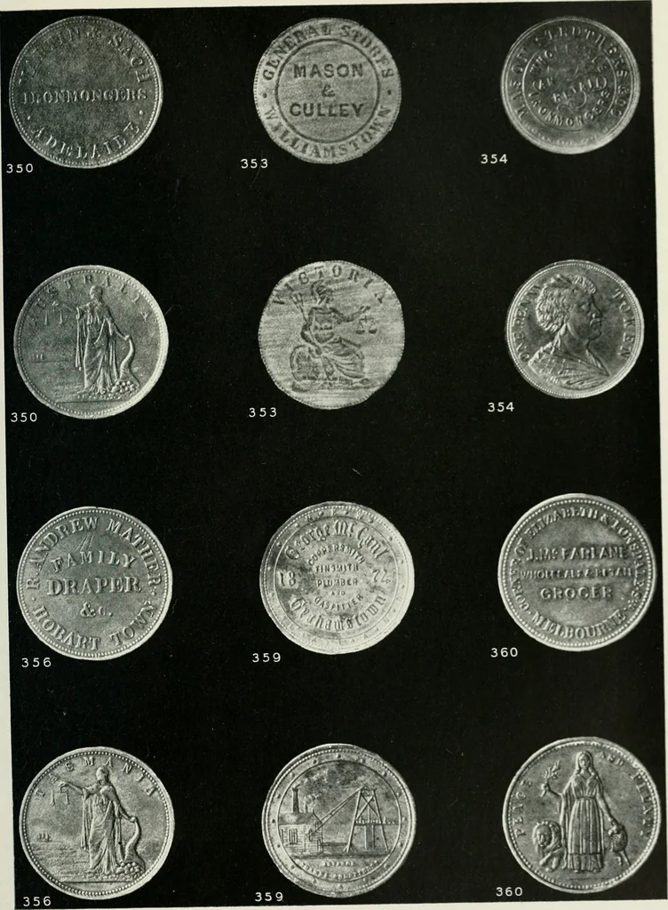 An illustration from Australasian tokens and coins; a handbook by Dr. Arthur Andrews .., 1921, leaf 232
