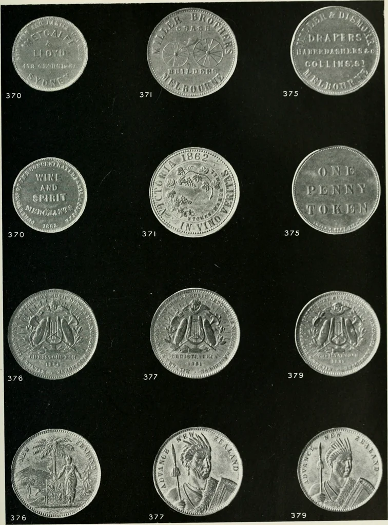 An illustration from Australasian tokens and coins; a handbook by Dr. Arthur Andrews .., 1921, leaf 236