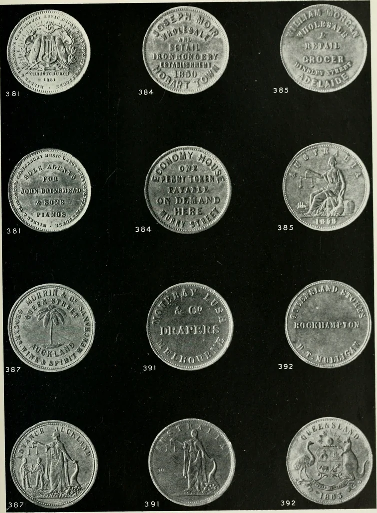 An illustration from Australasian tokens and coins; a handbook by Dr. Arthur Andrews .., 1921, leaf 238