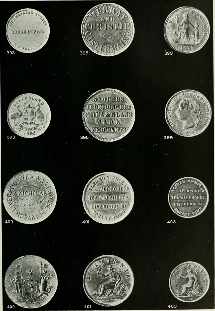 An illustration from Australasian tokens and coins; a handbook by Dr. Arthur Andrews .., 1921, leaf 240