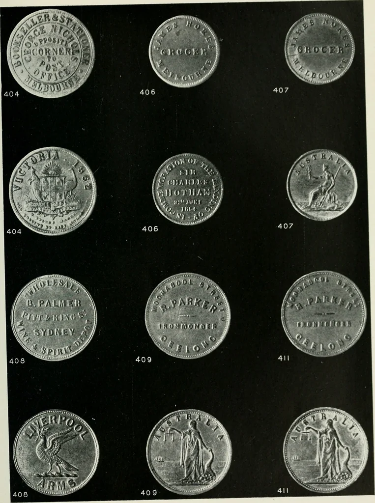An illustration from Australasian tokens and coins; a handbook by Dr. Arthur Andrews .., 1921, leaf 242
