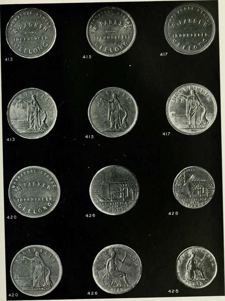 An illustration from Australasian tokens and coins; a handbook by Dr. Arthur Andrews .., 1921, leaf 244