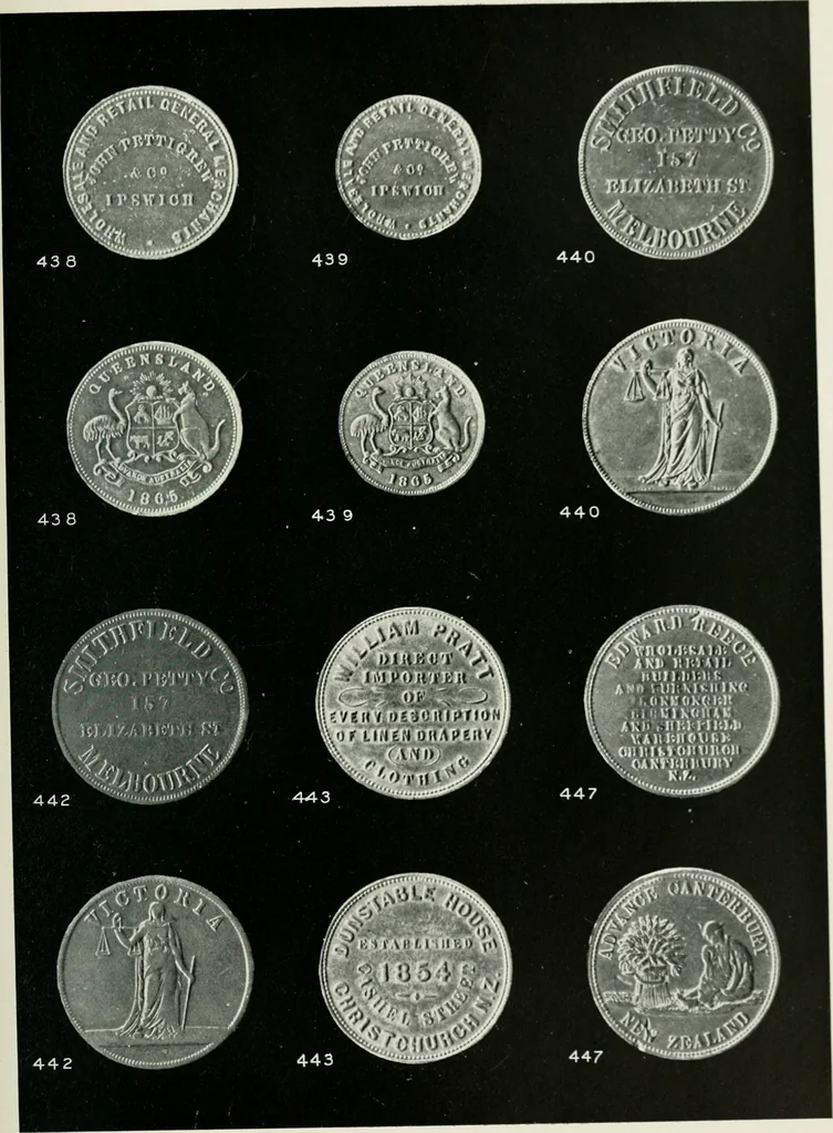 An illustration from Australasian tokens and coins; a handbook by Dr. Arthur Andrews .., 1921, leaf 248