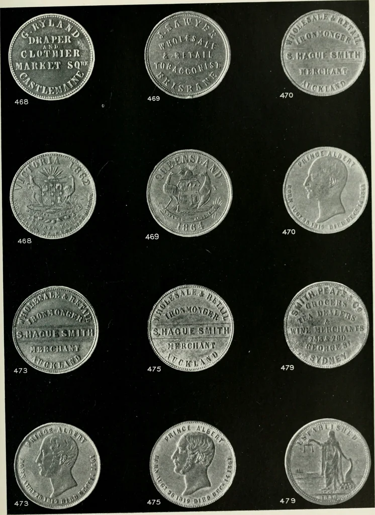 An illustration from Australasian tokens and coins; a handbook by Dr. Arthur Andrews .., 1921, leaf 252