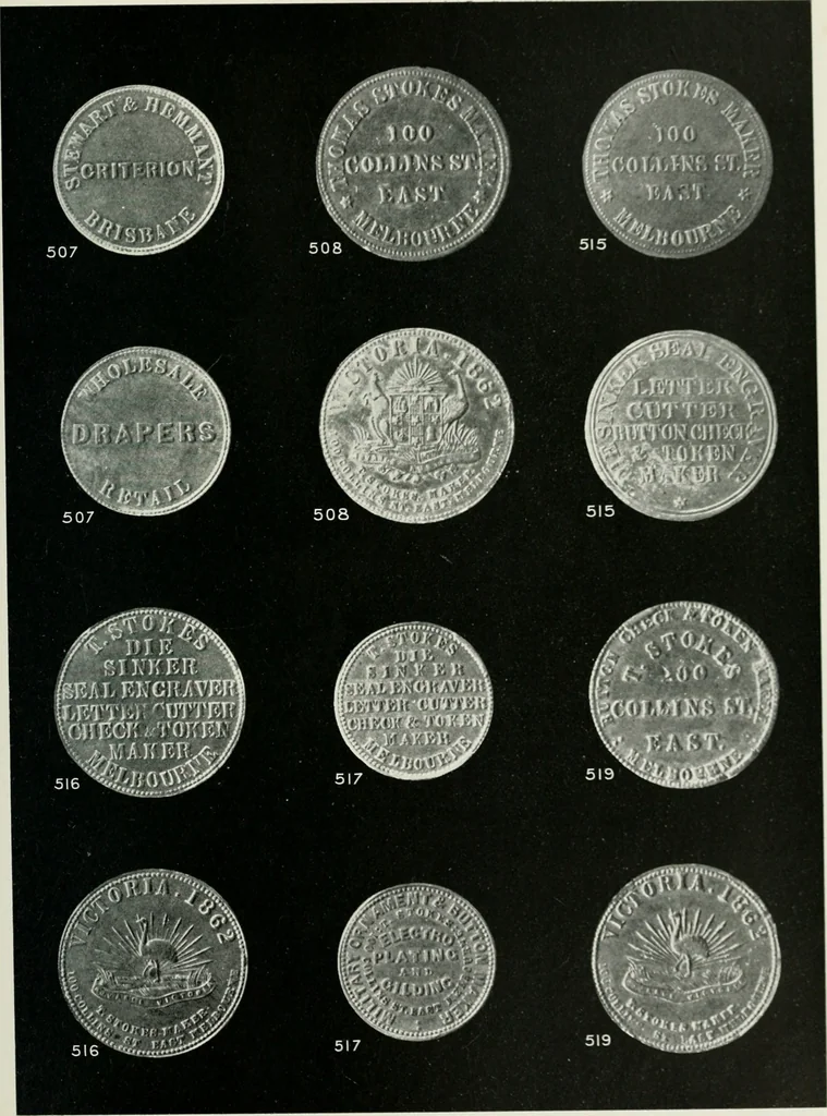 An illustration from Australasian tokens and coins; a handbook by Dr. Arthur Andrews .., 1921, leaf 256