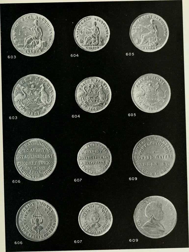 An illustration from Australasian tokens and coins; a handbook by Dr. Arthur Andrews .., 1921, leaf 268