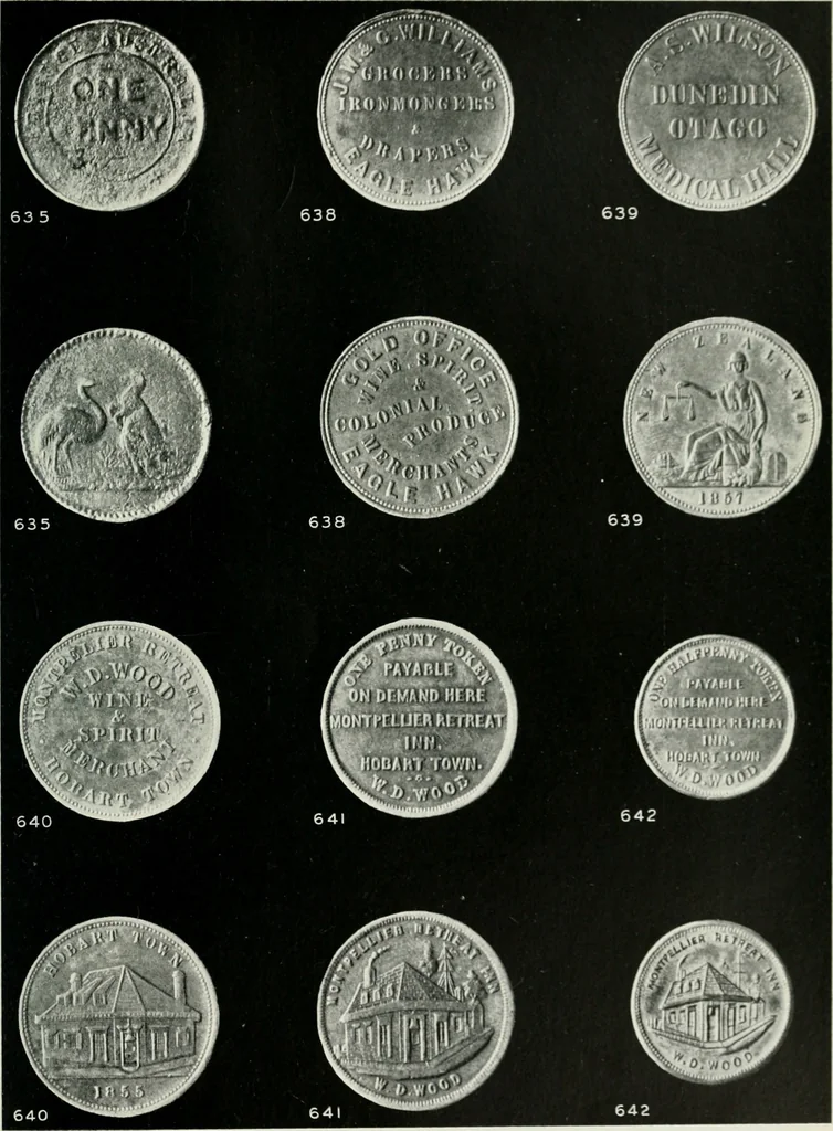 An illustration from Australasian tokens and coins; a handbook by Dr. Arthur Andrews .., 1921, leaf 274