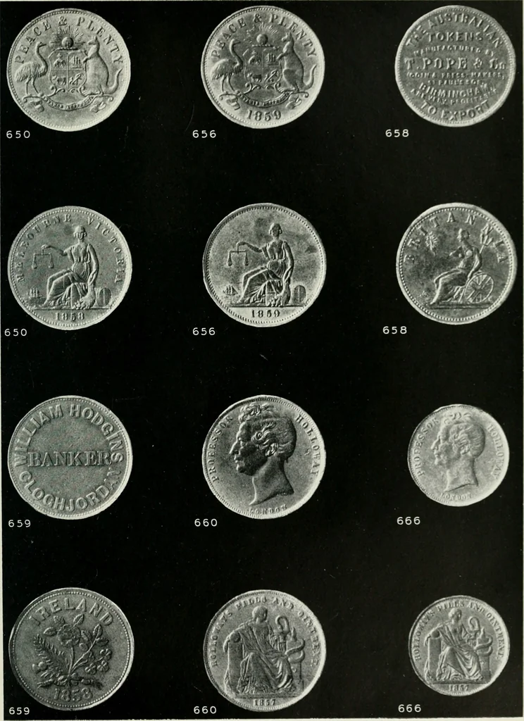 An illustration from Australasian tokens and coins; a handbook by Dr. Arthur Andrews .., 1921, leaf 276