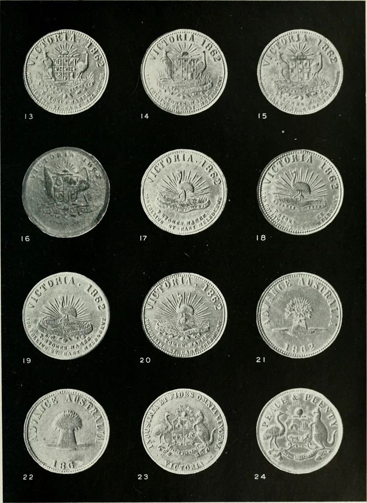 An illustration from Australasian tokens and coins; a handbook by Dr. Arthur Andrews .., 1921, leaf 280