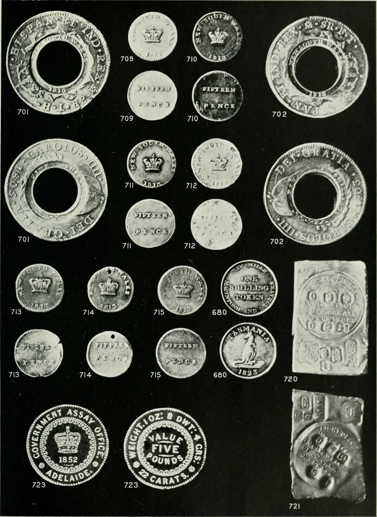 An illustration from Australasian tokens and coins; a handbook by Dr. Arthur Andrews .., 1921, leaf 282
