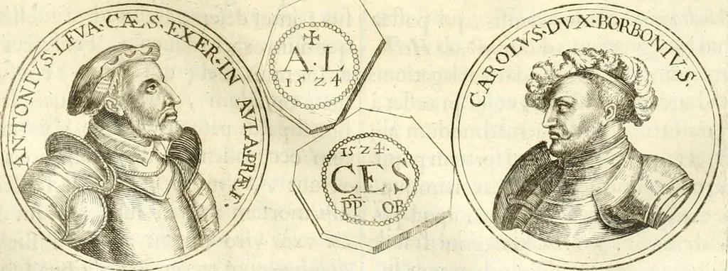 An illustration from Aquila Austriaca, sub qua imperatores Austriaci ab Alberto II honorifico vsquè ad Ferdinandum III & IV Occidentis imperatorem L : elogiis, hieroglyphicis, numismatibus, insignibus, symbolis, imaginibus antiquis ad viuum exhibentur exculpti, & longa historiarum serie exarati : vt nihil relictum sit, quod prisci vel hodierni habeant annales, sed diplomata, leges, indulta, genealogiae, donationes, priuilegia offeruntur congesta : inseruntur et regum principumque imagines, nummi honorarij, castrenses, triumphales, votiui, missiles, &c. qui sanguine, foedere, bello imperatoribus iuncti, occurrunt in opere : subijcitur cuique caesarum appendix symbolica, sacrolegalis, & historicopolitica, in qua symbolis & hieroglyphicis, aere affabrè exculptis, pinguntur, & explanantur, 1679, leaf 432