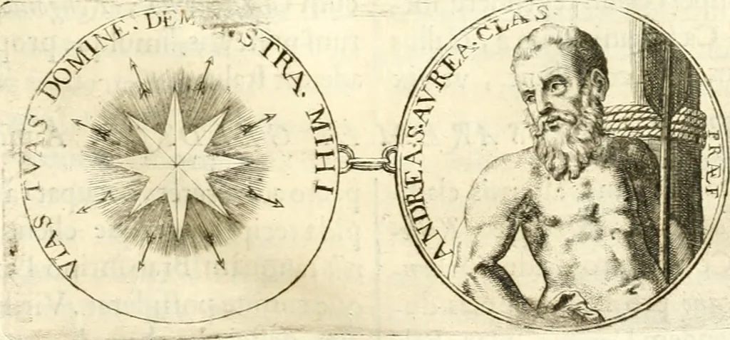 An illustration from Aquila Austriaca, sub qua imperatores Austriaci ab Alberto II honorifico vsquè ad Ferdinandum III & IV Occidentis imperatorem L : elogiis, hieroglyphicis, numismatibus, insignibus, symbolis, imaginibus antiquis ad viuum exhibentur exculpti, & longa historiarum serie exarati : vt nihil relictum sit, quod prisci vel hodierni habeant annales, sed diplomata, leges, indulta, genealogiae, donationes, priuilegia offeruntur congesta : inseruntur et regum principumque imagines, nummi honorarij, castrenses, triumphales, votiui, missiles, &c. qui sanguine, foedere, bello imperatoribus iuncti, occurrunt in opere : subijcitur cuique caesarum appendix symbolica, sacrolegalis, & historicopolitica, in qua symbolis & hieroglyphicis, aere affabrè exculptis, pinguntur, & explanantur, 1679, leaf 486
