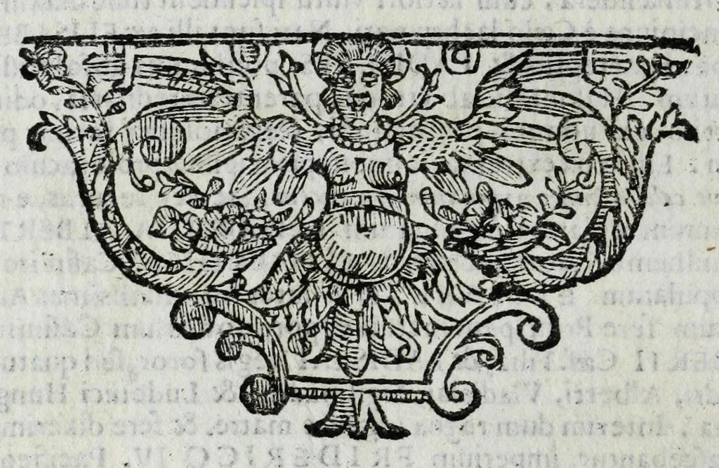 An illustration from Austriaci Caesares Mariae Annae, magni caes[ar]is Ferd[inan]di III filiae, maximi regum Phil[i]pi IV sponsae, potentiss[im]ae Hispanae mon[ar]chiae regin[a]e, in dotale auspicium infantis monarchae totiusq[ue] sereniss[im]ae posteritatis exhibiti, 1649, leaf 94