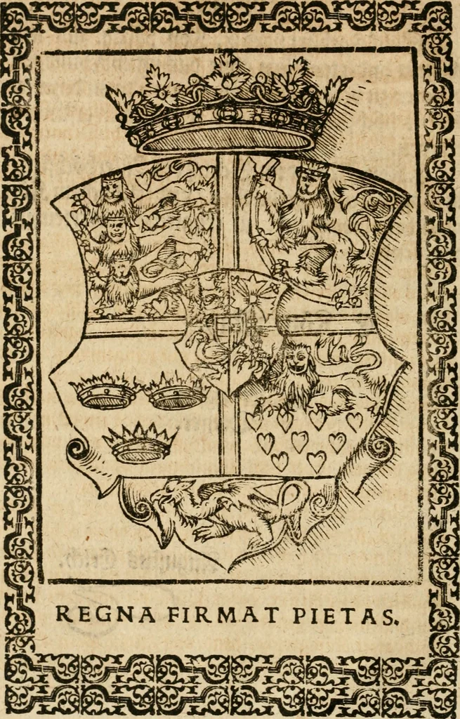 An illustration from Auszfürliche vnd warhaffte Beschreibung des durchlauchtigsten, grosmechtigen vnd hochgebornen Fürsten vnd Herrn : Herrn Christians des Vierden dieses Namens, zu Dennemarck, Norwegen, der Wenden vnd Gotten Königes, Hertzogen zu Schleszwig, Holstein, Stormarn vnd der Dittmarschen, Grafen zu Oldenburg vnd Delmenhorst, zu Koppenhagen den 29. Augusti anno 1596. glücklich geschehenen Königlichen Krönung ..., 1597, leaf 9