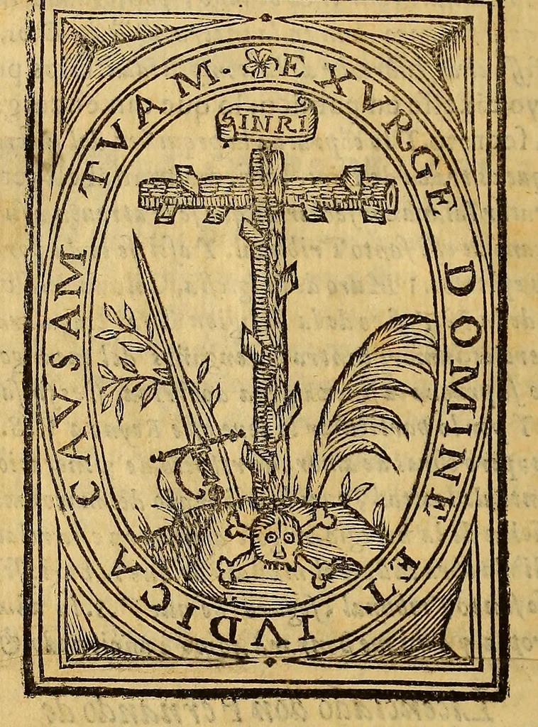 An illustration from Auto de la fe celebrado en Lima a 23. de enero de 1639. Al tribunal del Santo oficio de la Inquisicion, de los reynos del Peru, Chile, Paraguay, y Tucuman. Por el licenciado d. Fernando de Montesinos ., 1639, leaf 14
