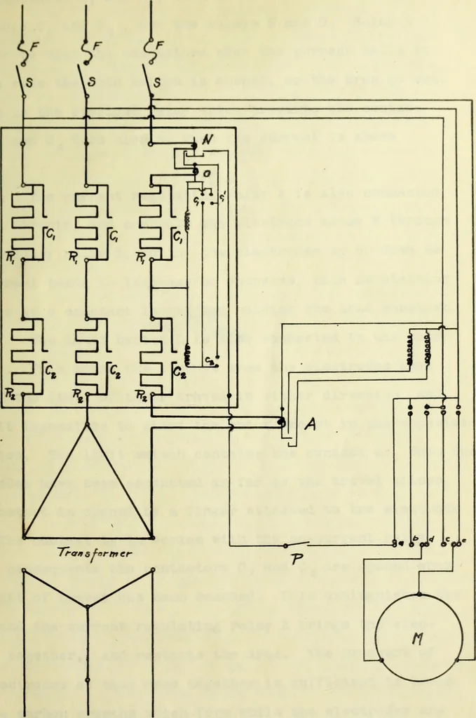 An illustration from Automatic control for a high tension arc furnace, 1917, leaf 14