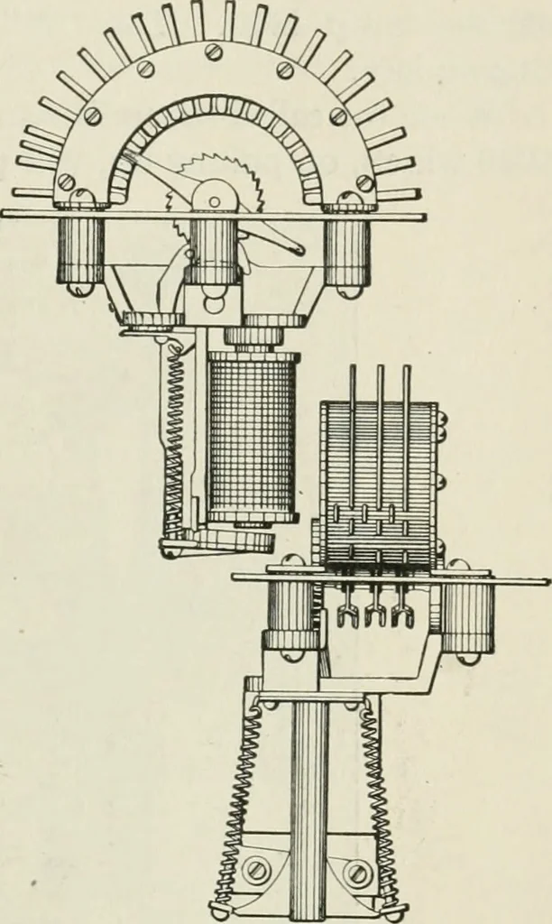 An illustration from Automatic telephony; a comprehensive treatise on automatic and semi-automatic systems, 1921, leaf 296