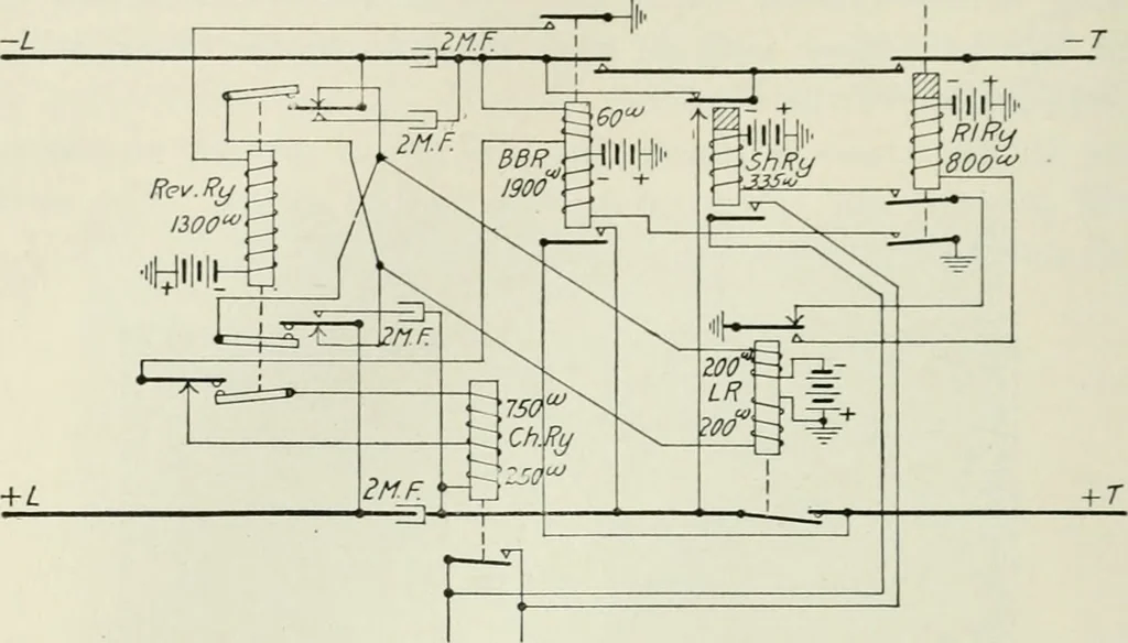 An illustration from Automatic telephony; a comprehensive treatise on automatic and semi-automatic systems, 1921, leaf 87