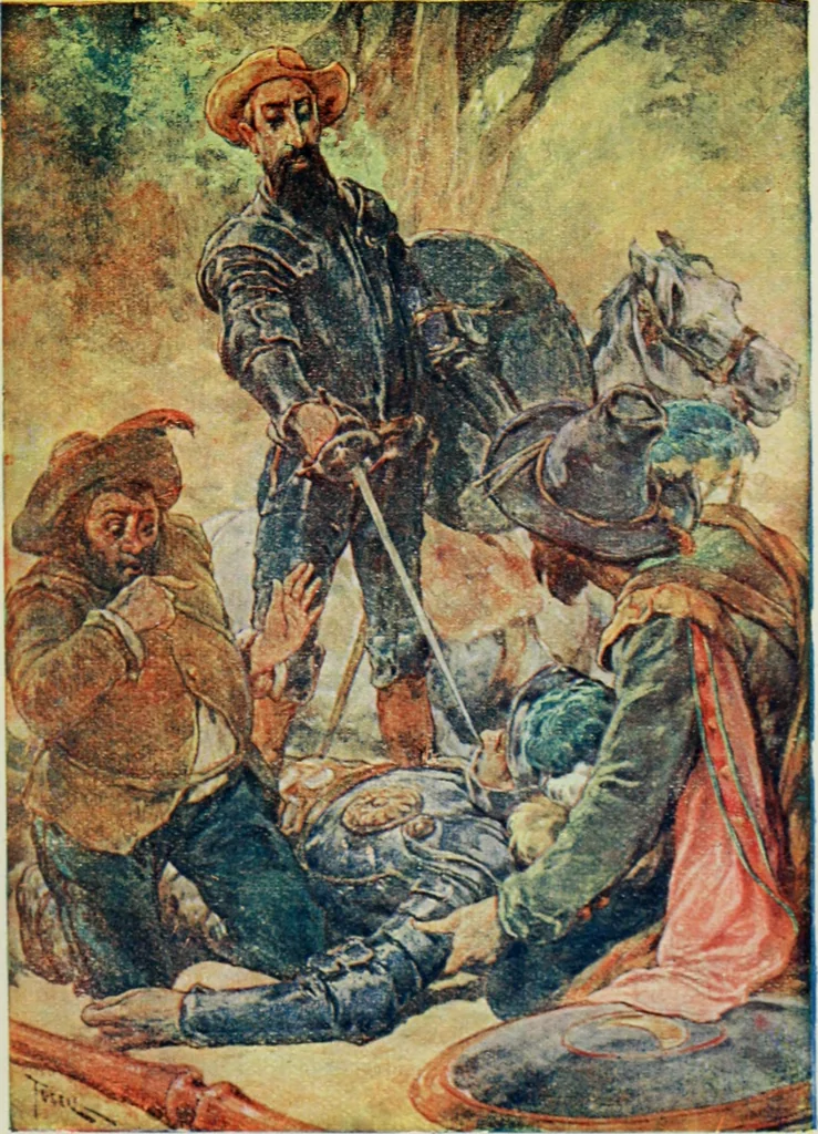 An illustration from Aventuras de Don Quijote, 1600, leaf 204