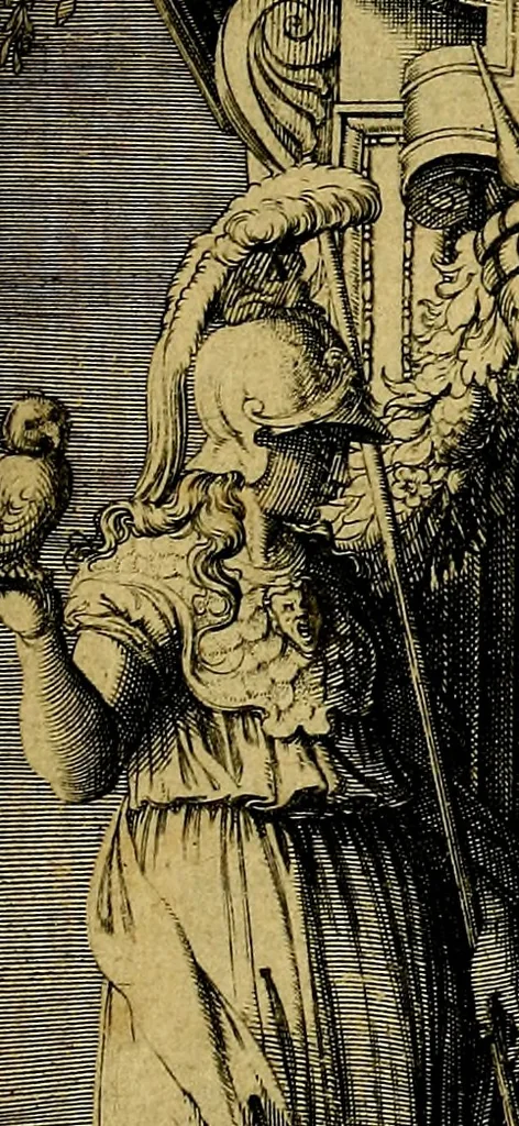 An illustration from Avgvstarvm imagines aereis formis expressae : vitae quoque carundem breuiter enarratae, signorum etiam, quae in posteriori parte numismatũ efficta sũt, ratio explicata, 1558, leaf 6