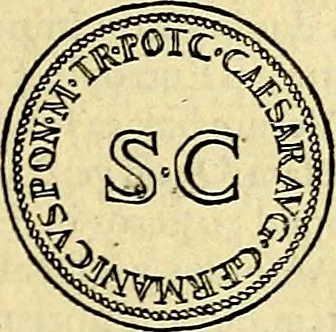 An illustration from Avgvstarvm imagines aereis formis expressae : vitae quoque carundem breuiter enarratae, signorum etiam, quae in posteriori parte numismatũ efficta sũt, ratio explicata, 1558, leaf 86