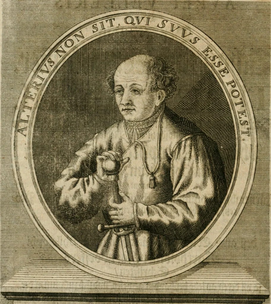 An illustration from Avrevm vellvs, oder, Guldin Schatz und Kunst-Kammer : darinnen der aller fürnemisten, fürtreffenlichsten, ausserlesenesten, herrlichisten und bewehrtesten Auctorum Schrifften und Bücher, aufs dem gar uralten Schatz der uberblibnen, verborgnen, hinderhaltenen Reliquien und Monumenten der Aegyptiorum, Arabum, Chaldaeorum & Assyriorum Königen und Weysen, 1708, leaf 109