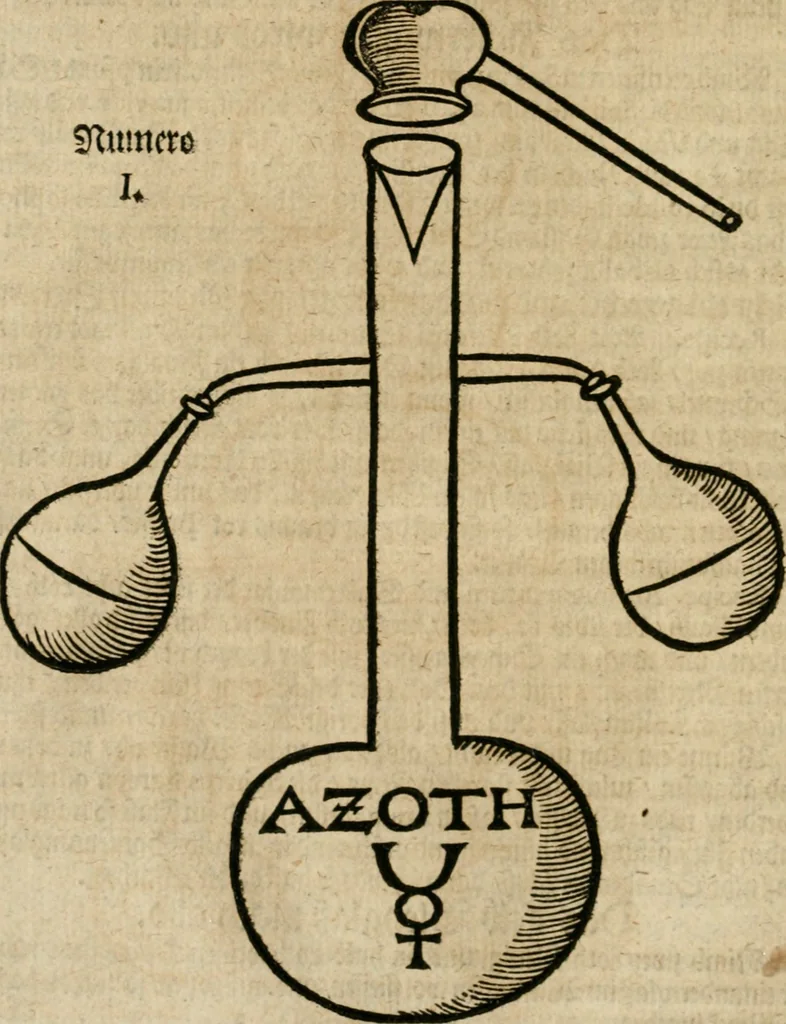 An illustration from Avrevm vellvs, oder, Guldin Schatz und Kunst-Kammer : darinnen der aller fürnemisten, fürtreffenlichsten, ausserlesenesten, herrlichisten und bewehrtesten Auctorum Schrifften und Bücher, aufs dem gar uralten Schatz der uberblibnen, verborgnen, hinderhaltenen Reliquien und Monumenten der Aegyptiorum, Arabum, Chaldaeorum & Assyriorum Königen und Weysen, 1708, leaf 143