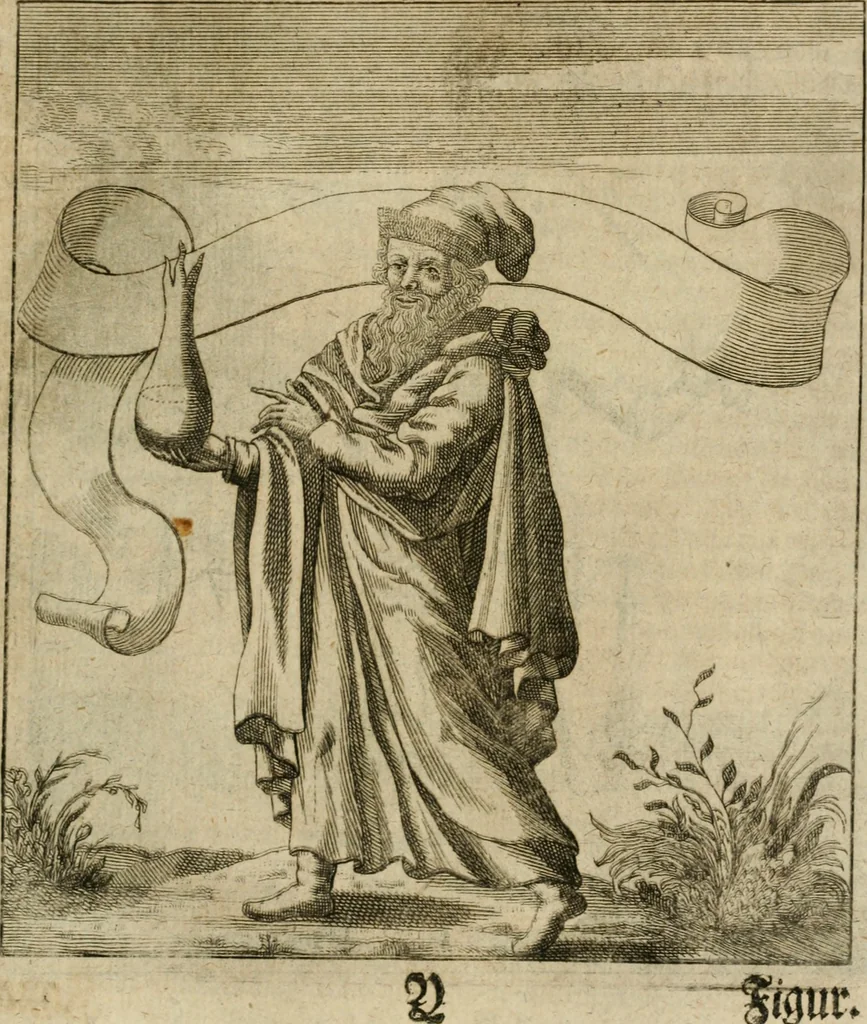An illustration from Avrevm vellvs, oder, Guldin Schatz und Kunst-Kammer : darinnen der aller fürnemisten, fürtreffenlichsten, ausserlesenesten, herrlichisten und bewehrtesten Auctorum Schrifften und Bücher, aufs dem gar uralten Schatz der uberblibnen, verborgnen, hinderhaltenen Reliquien und Monumenten der Aegyptiorum, Arabum, Chaldaeorum & Assyriorum Königen und Weysen, 1708, leaf 188