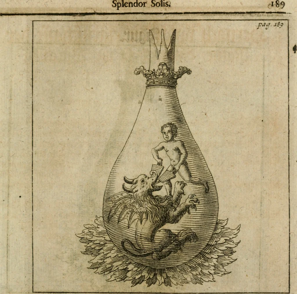 An illustration from Avrevm vellvs, oder, Guldin Schatz und Kunst-Kammer : darinnen der aller fürnemisten, fürtreffenlichsten, ausserlesenesten, herrlichisten und bewehrtesten Auctorum Schrifften und Bücher, aufs dem gar uralten Schatz der uberblibnen, verborgnen, hinderhaltenen Reliquien und Monumenten der Aegyptiorum, Arabum, Chaldaeorum & Assyriorum Königen und Weysen, 1708, leaf 208