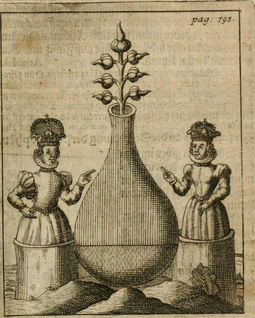 An illustration from Avrevm vellvs, oder, Guldin Schatz und Kunst-Kammer : darinnen der aller fürnemisten, fürtreffenlichsten, ausserlesenesten, herrlichisten und bewehrtesten Auctorum Schrifften und Bücher, aufs dem gar uralten Schatz der uberblibnen, verborgnen, hinderhaltenen Reliquien und Monumenten der Aegyptiorum, Arabum, Chaldaeorum & Assyriorum Königen und Weysen, 1708, leaf 814