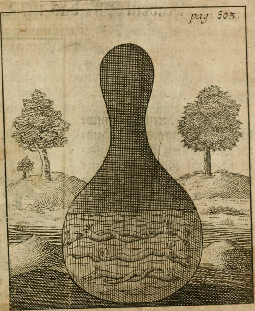 An illustration from Avrevm vellvs, oder, Guldin Schatz und Kunst-Kammer : darinnen der aller fürnemisten, fürtreffenlichsten, ausserlesenesten, herrlichisten und bewehrtesten Auctorum Schrifften und Bücher, aufs dem gar uralten Schatz der uberblibnen, verborgnen, hinderhaltenen Reliquien und Monumenten der Aegyptiorum, Arabum, Chaldaeorum & Assyriorum Königen und Weysen, 1708, leaf 822