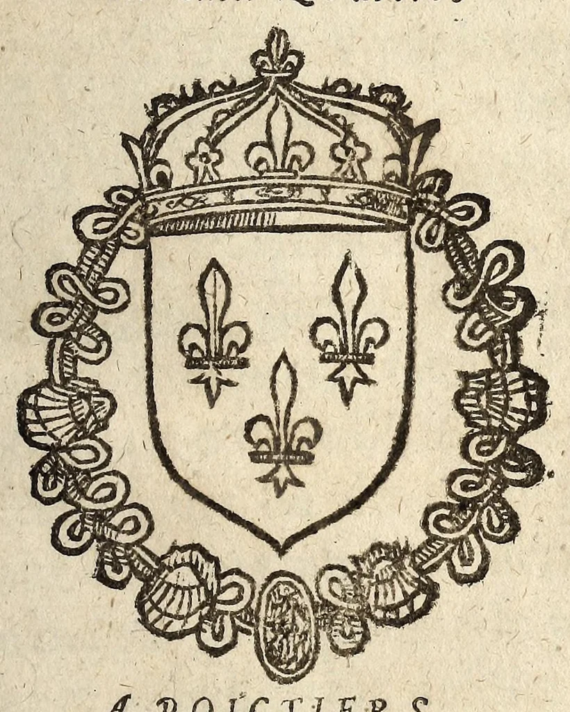 An illustration from Avtre arrest donné en la Covrt des Grandz Iovrs seant en la ville de Poictiers. Contre les deffaillans & contumax condemnez à mort., 1579, leaf 1