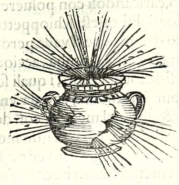 An illustration from Avvertimenti, et essamini intorno a qvelle cose, che richiedono a vn perfetto bombardiero : cosi circa all'artiglieria, come anco à fuochi arteficiati, 1580, leaf 61