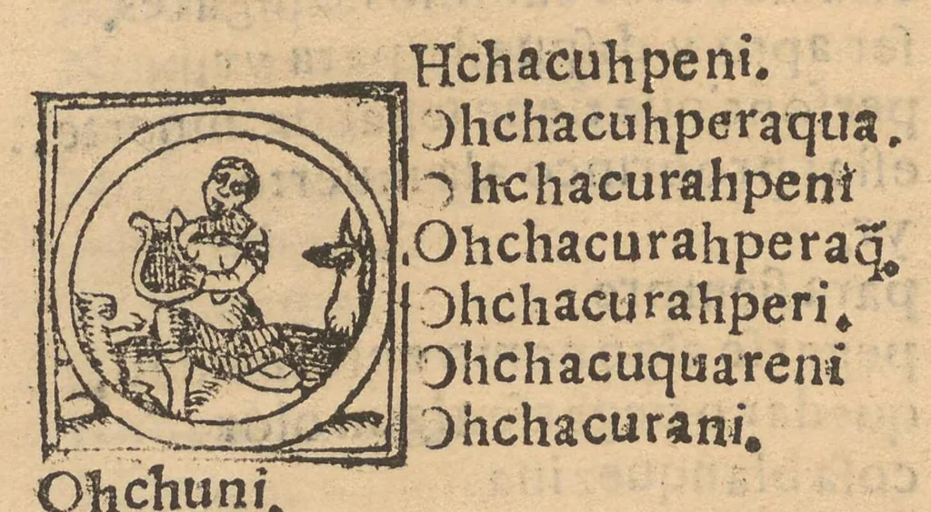An illustration from Vocabulario en lengua de Mechuacan, 1559, leaf 95