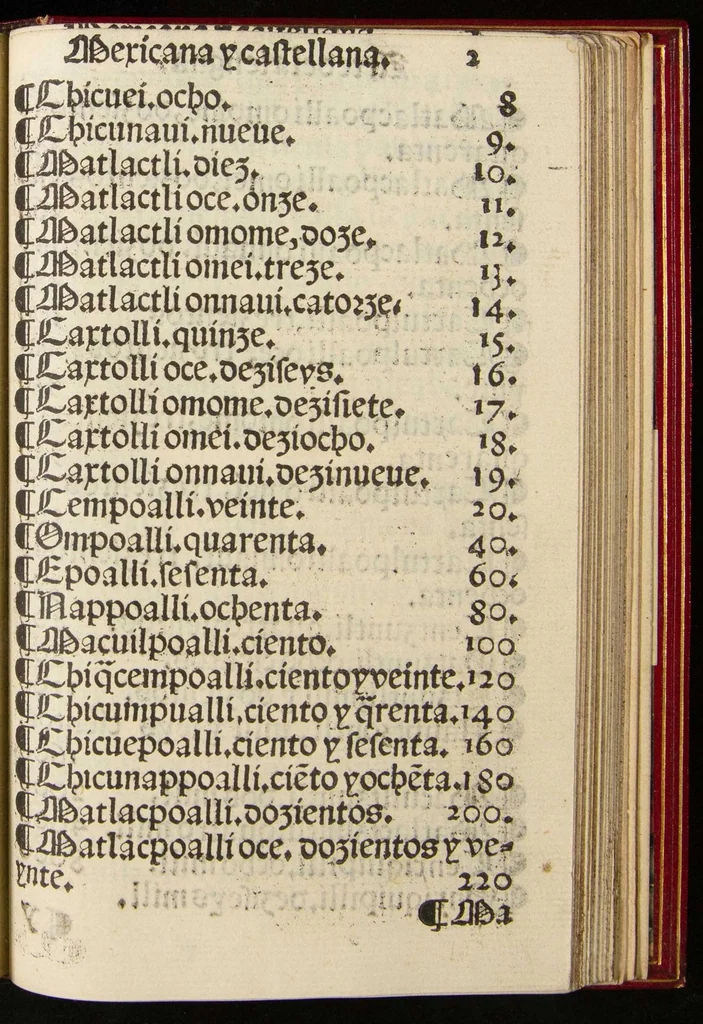 An illustration from Arte de la lengua Mexicana y Castellana, 1571, leaf 180