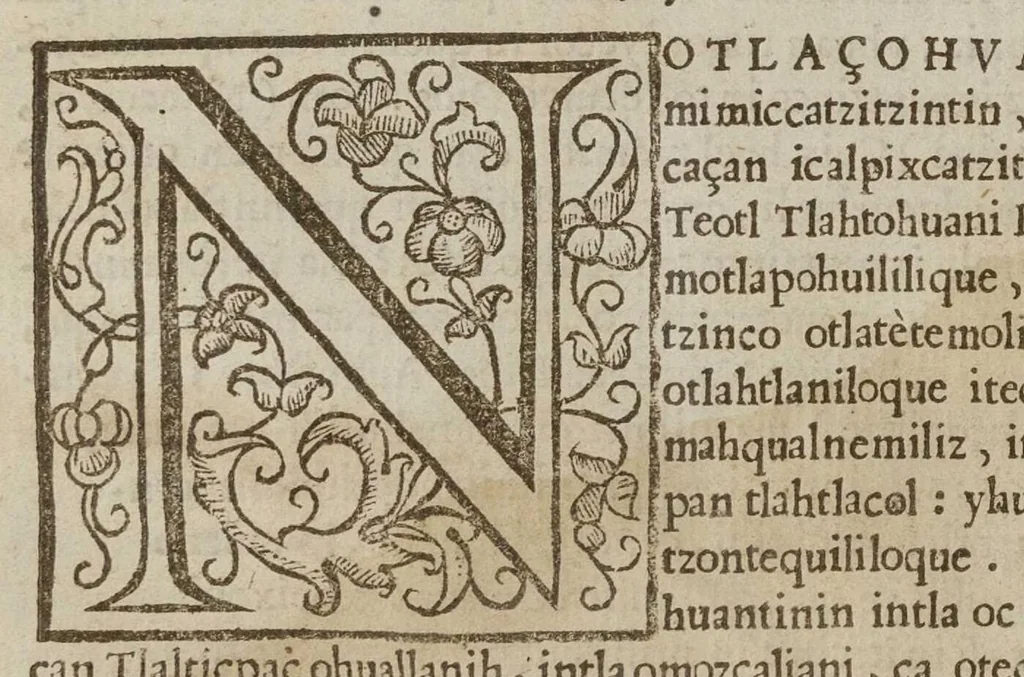 An illustration from Espeio divino en Lengva Mexicana : en qve pveden verse los padres, y tomar documento para acertar a doctrinar bien a sus hijos, y aficionallos alas..., 1607, leaf 143