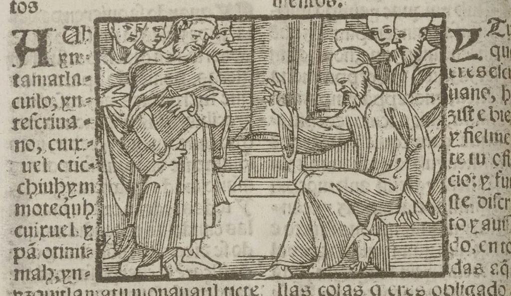 An illustration from Confessionario breue, en lengua mexicana y castellana, 1565, leaf 166