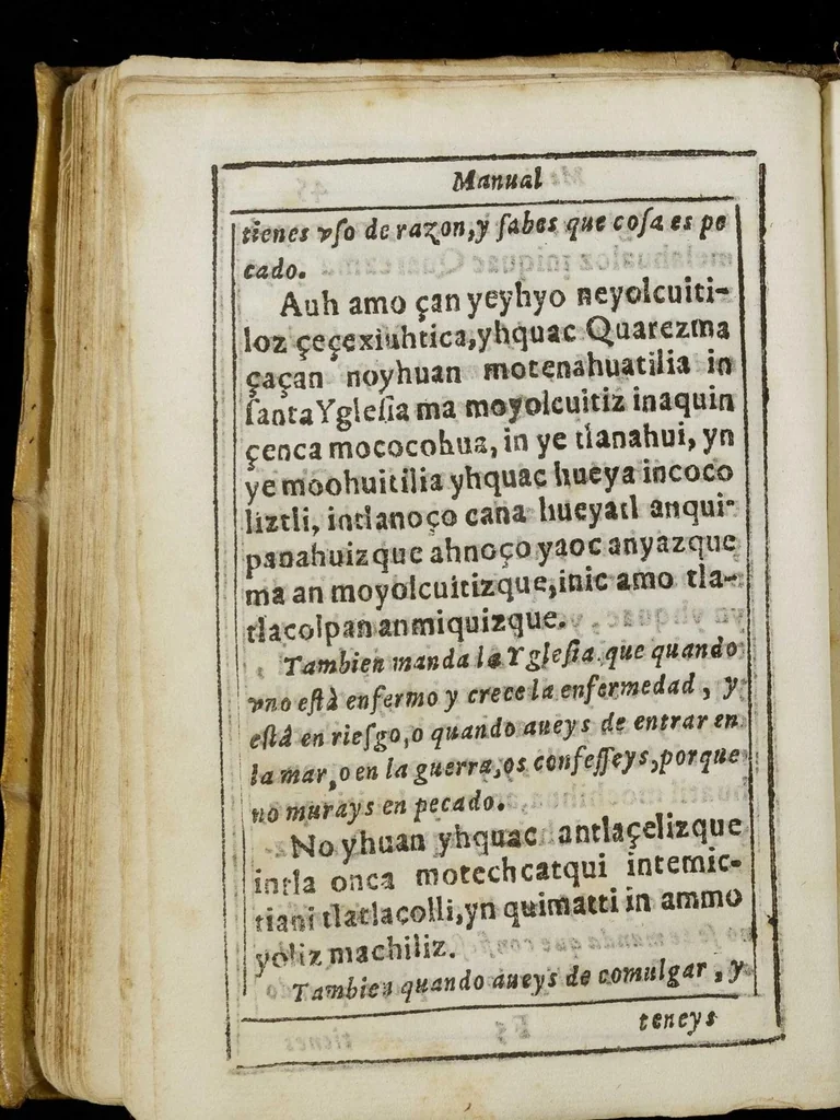 An illustration from Manval mexicano, de la administracion de los santos Sacramentos, conforme al Manual Toledano. Compuesto en la lengua Mexicana, 1634, leaf 103