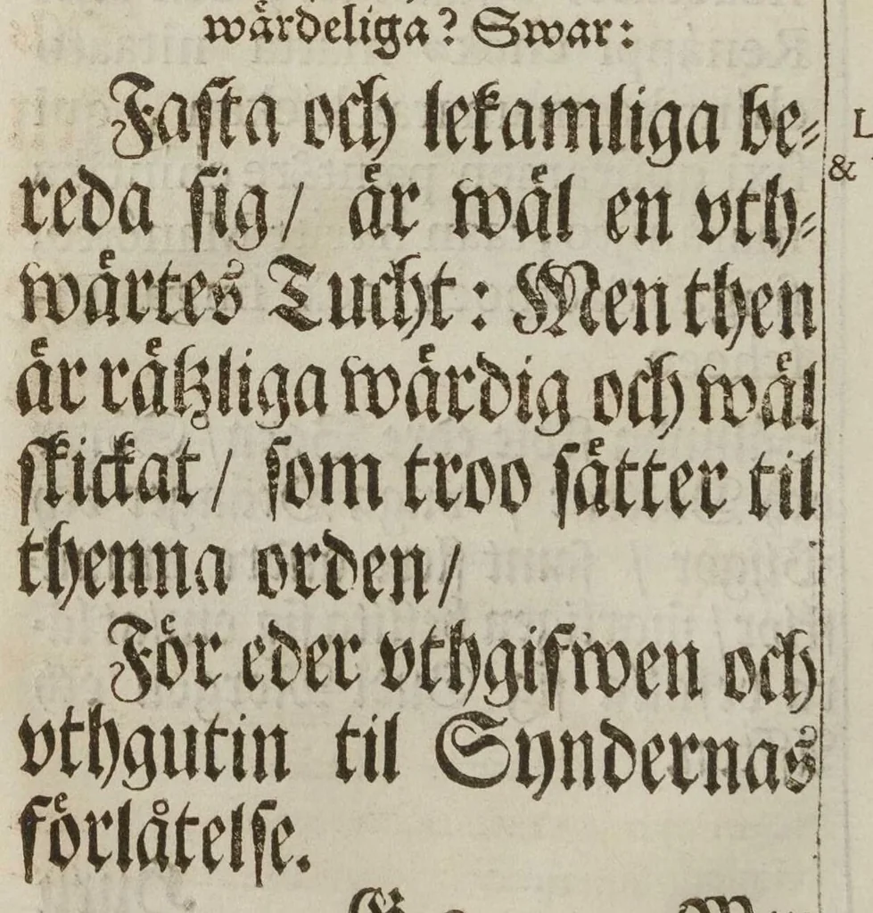 An illustration from Lutheri Catechismus öfwersatt på American-Virginiske språket, 1696, leaf 124