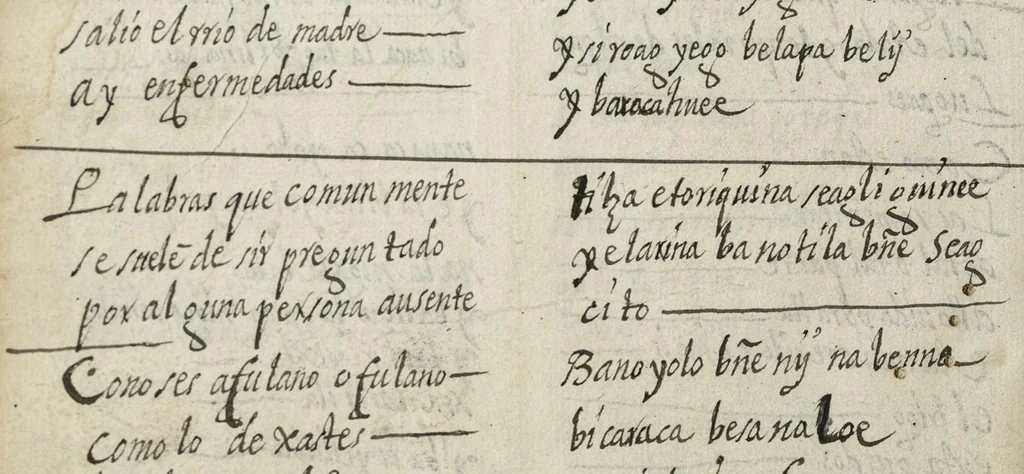 An illustration from Bucabulario de la lengua castellena ! y zapoteca nexitza se acabó a 16 de nobienbre 1696 años, 1696, leaf 13