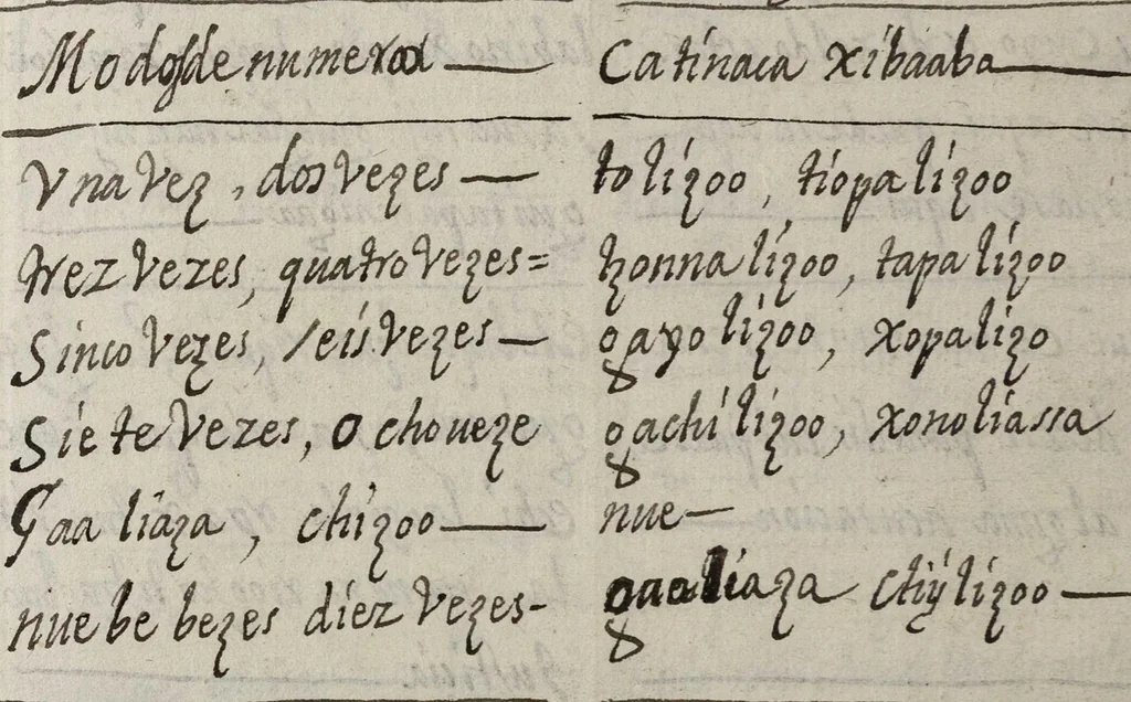 An illustration from Bucabulario de la lengua castellena ! y zapoteca nexitza se acabó a 16 de nobienbre 1696 años, 1696, leaf 94