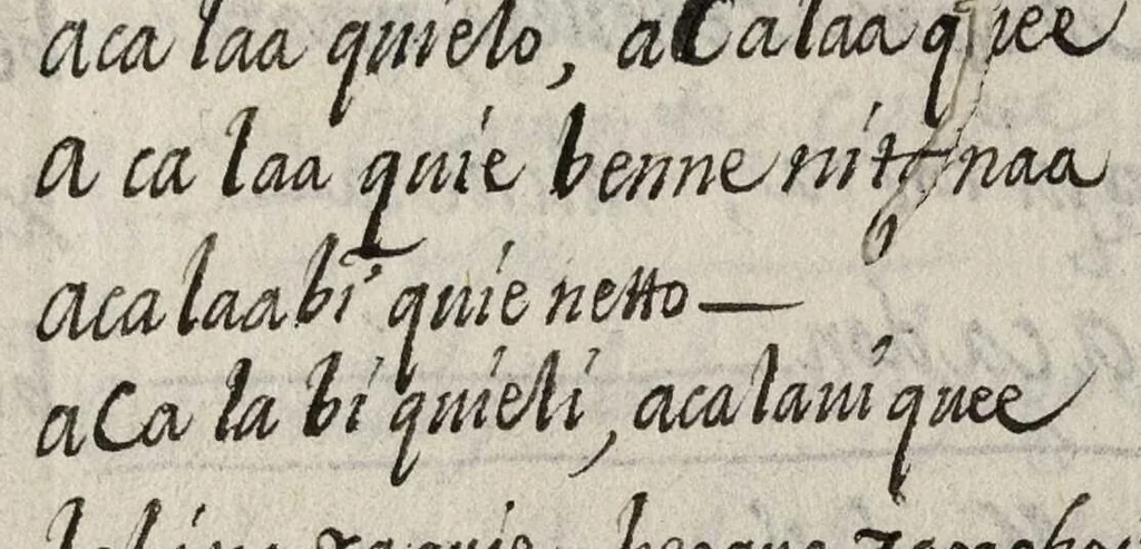 An illustration from Bucabulario de la lengua castellena ! y zapoteca nexitza se acabó a 16 de nobienbre 1696 años, 1696, leaf 95