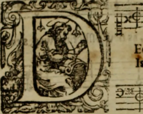 An illustration from Ayres and dialogues, : for one, two, and three voyces, 1653, leaf 103