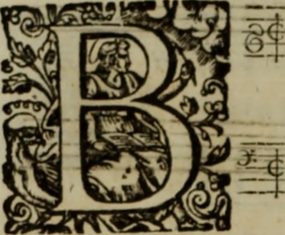 An illustration from Ayres and dialogues, : for one, two, and three voyces, 1653, leaf 107