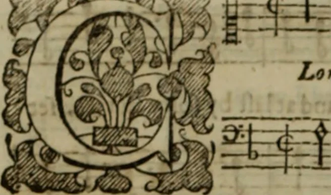 An illustration from Ayres and dialogues, : for one, two, and three voyces, 1653, leaf 113