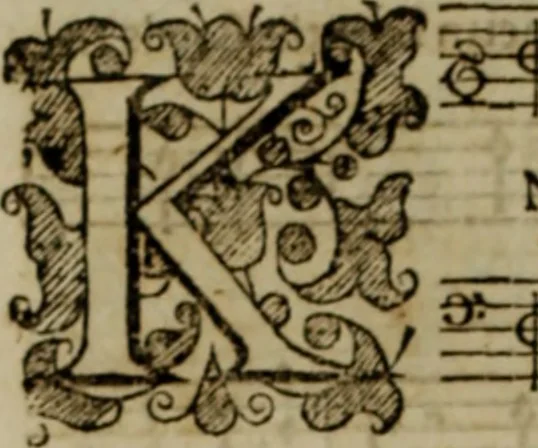 An illustration from Ayres and dialogues, : for one, two, and three voyces, 1653, leaf 115