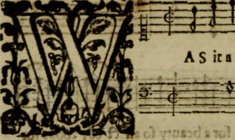 An illustration from Ayres and dialogues, : for one, two, and three voyces, 1653, leaf 117