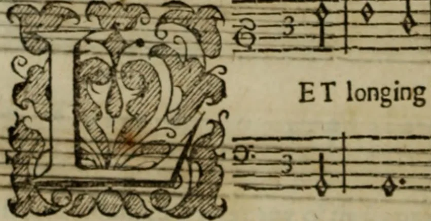 An illustration from Ayres and dialogues, : for one, two, and three voyces, 1653, leaf 119