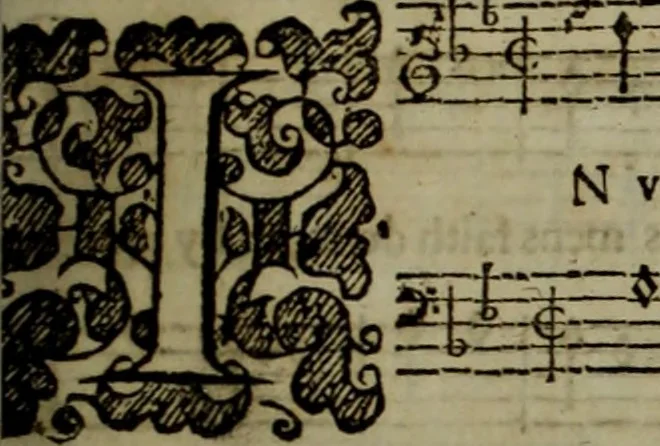 An illustration from Ayres and dialogues, : for one, two, and three voyces, 1653, leaf 122